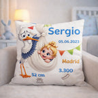 COJÍN INFANTIL CON DATOS NACIMINETO Regalo Personalizado 360