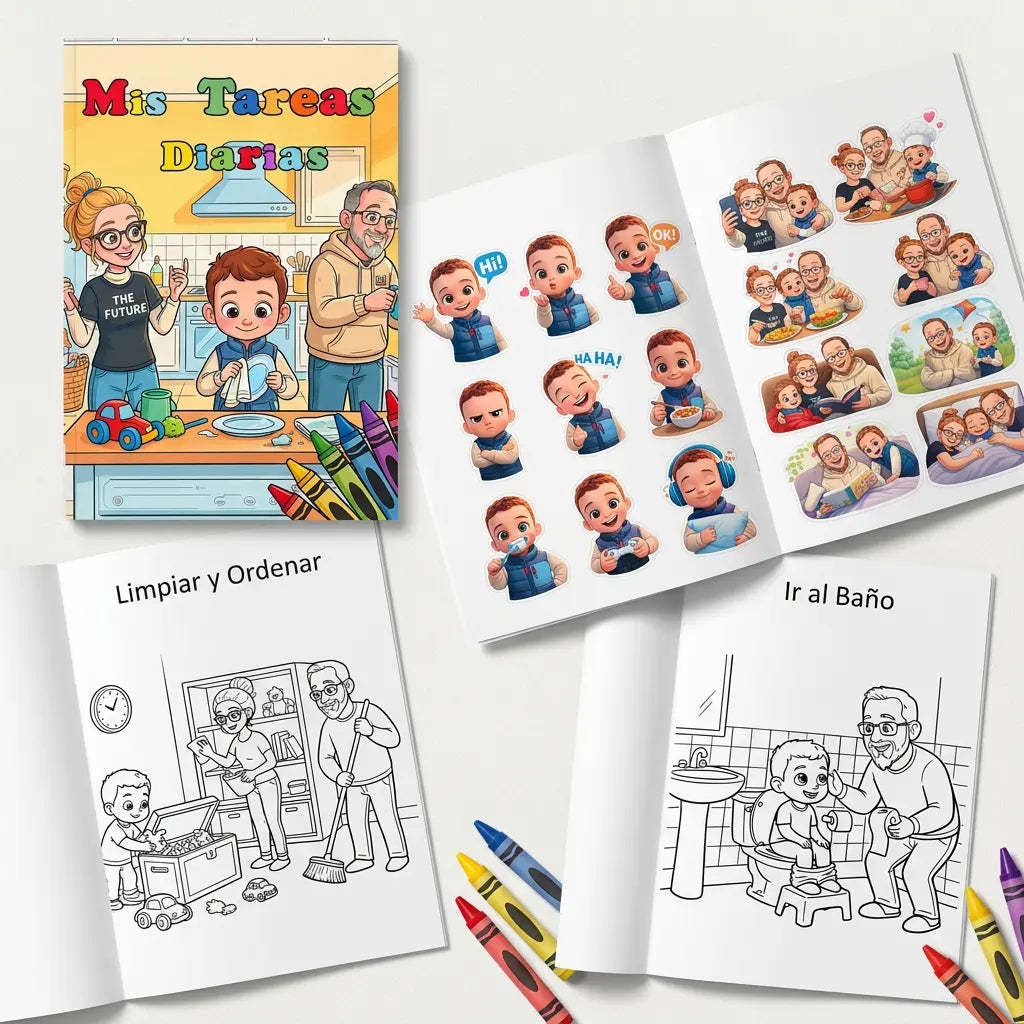 CUENTO PERSONALIZADO MANIPULATIVO COLOREA Y PEGATINAS Regalo Personalizado 360
