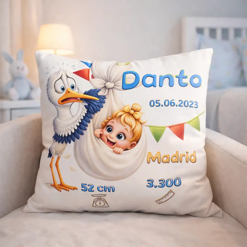 COJÍN INFANTIL CON DATOS NACIMINETO Regalo Personalizado 360