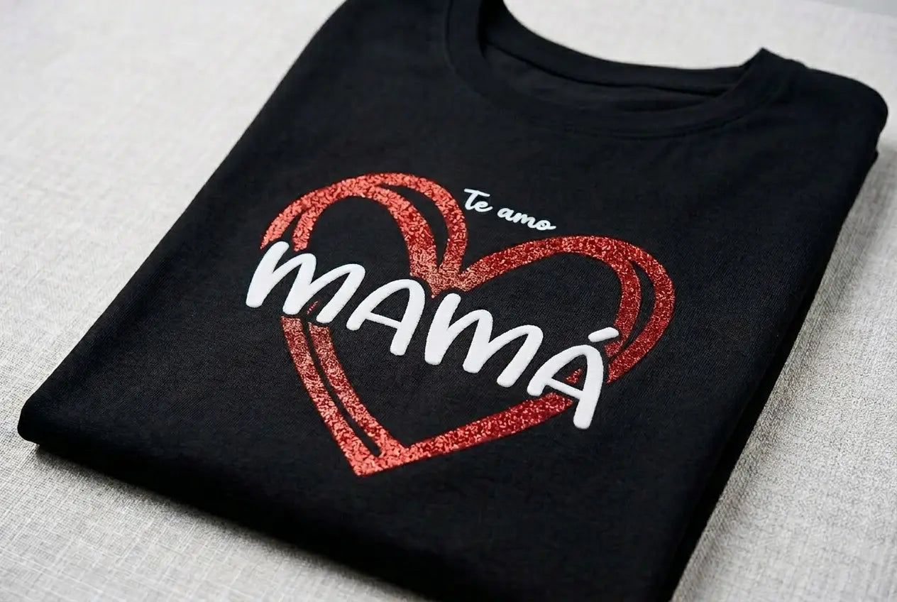 Camiseta Glitter " Te amo , Mamá " zara