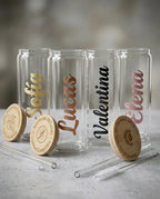 Vaso cristal con Nombre y tapa de Bambú personalizada vendor-unknown