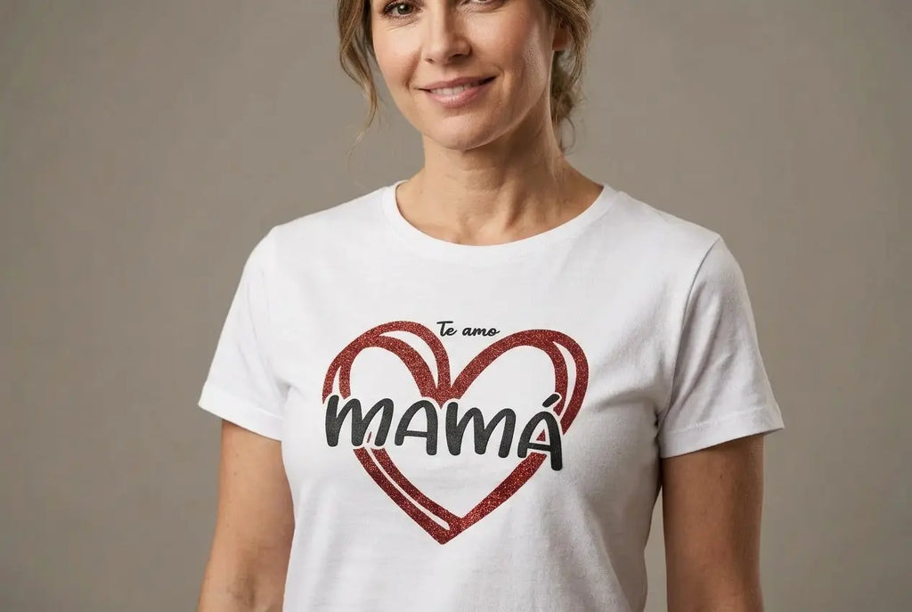 Camiseta Glitter " Te amo , Mamá " zara