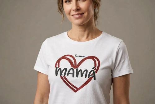 Camiseta Glitter " Te amo , Mamá " zara