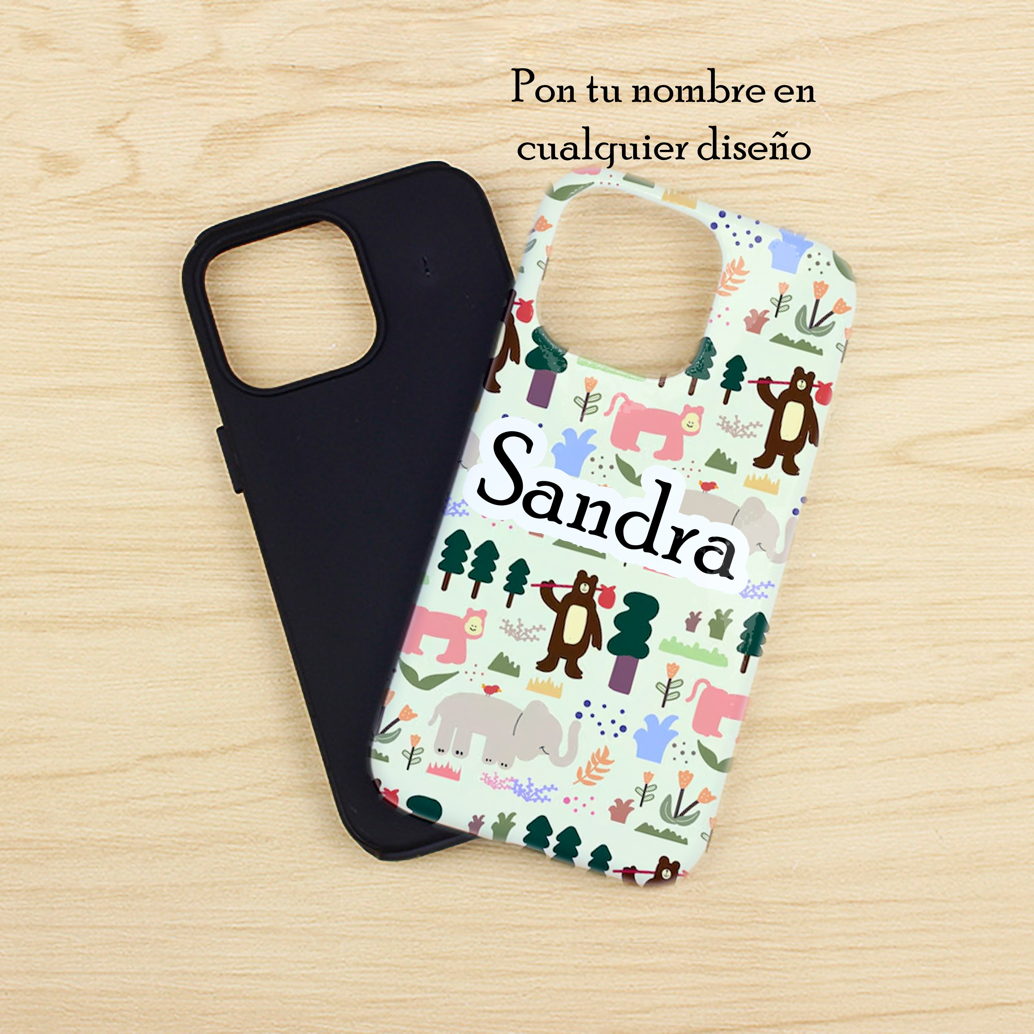 Carcasa personalizada para teléfono móvil ANIMALES Y NOMBRE Regalo Personalizado 360