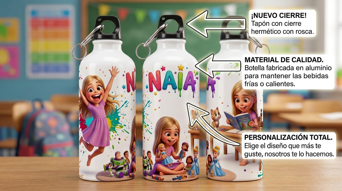 BOTELLA PARA EL COLEGIO PERSONALIZADA CON IMAGEN